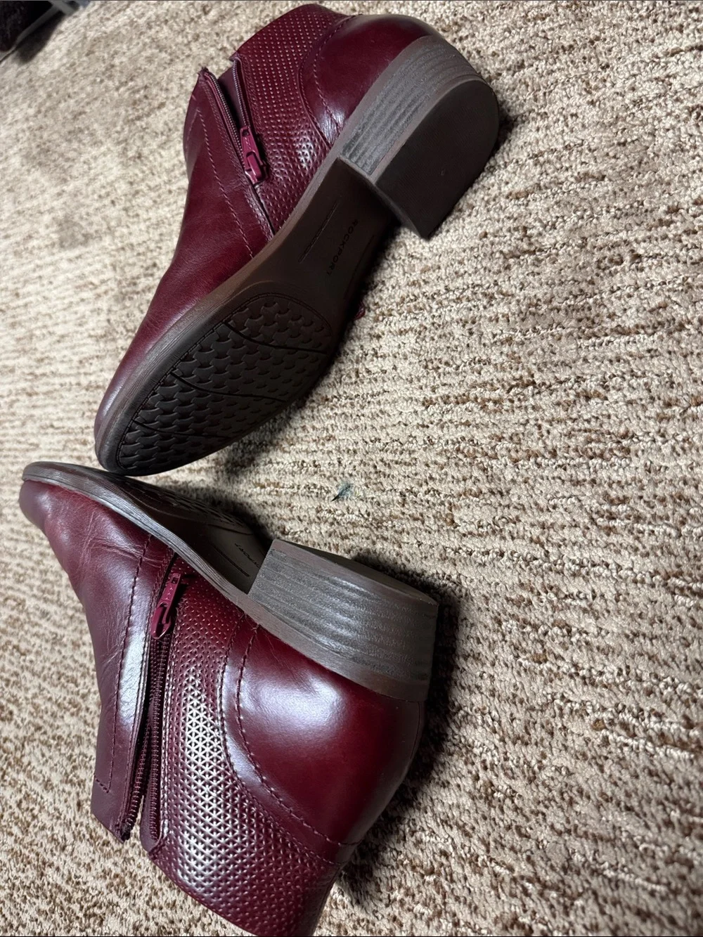 Rockport Women's Burgundy Leather Ankle Booties
